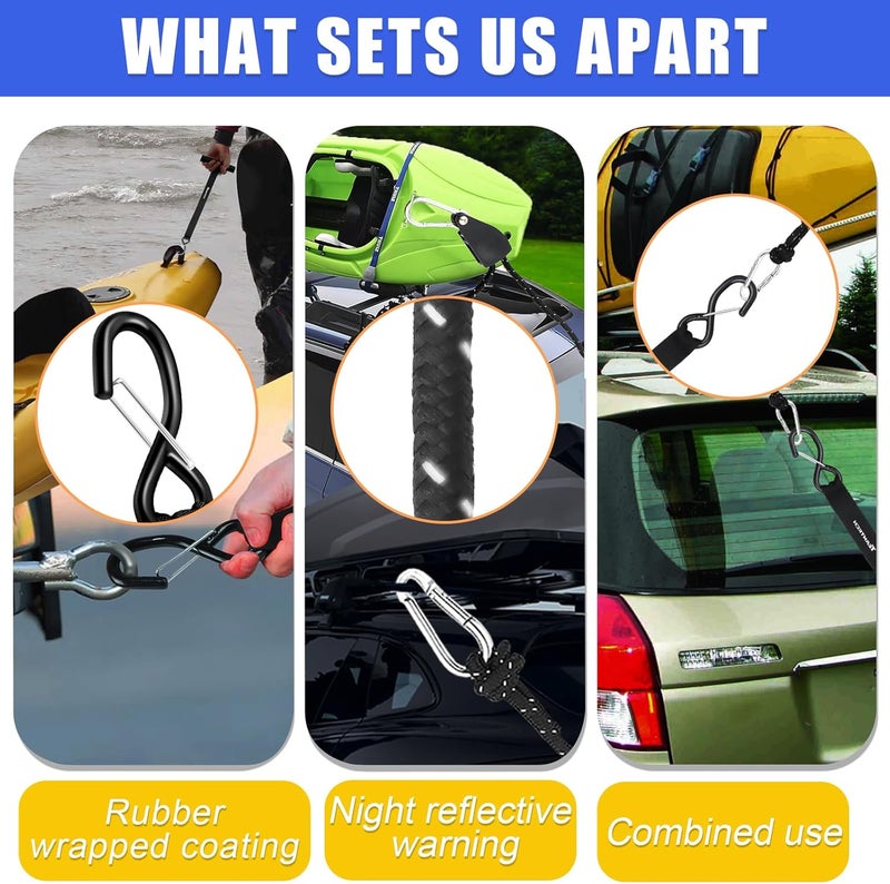TEANTECH Kayak Tie Down Straps Kit – Bow & Stern Loops, Heavy Duty Ratchet Straps, Anchor Points & Secure Tying Kit for Canoes, Kayaks, Paddleboards, and Watercraft - Image 5